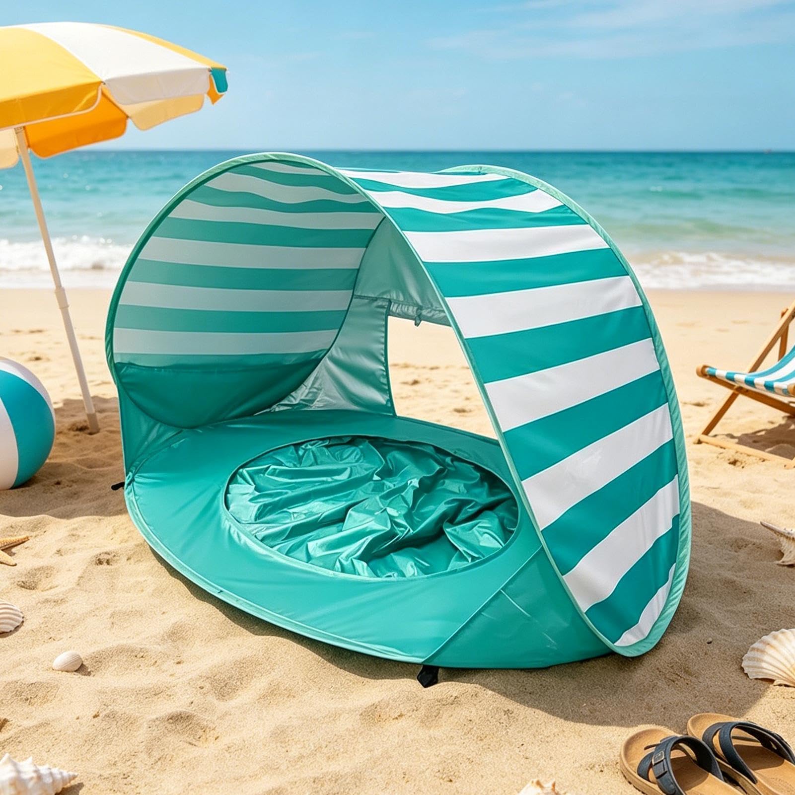 Tenda da spiaggia per bambini con piscina | Portatile con mini piscina e protezione raggi UV,Solare Da Spiaggia | Per Vacanze, Viaggi, Campeggio, Picnic, Gite, Giardino, Cortile e Prato