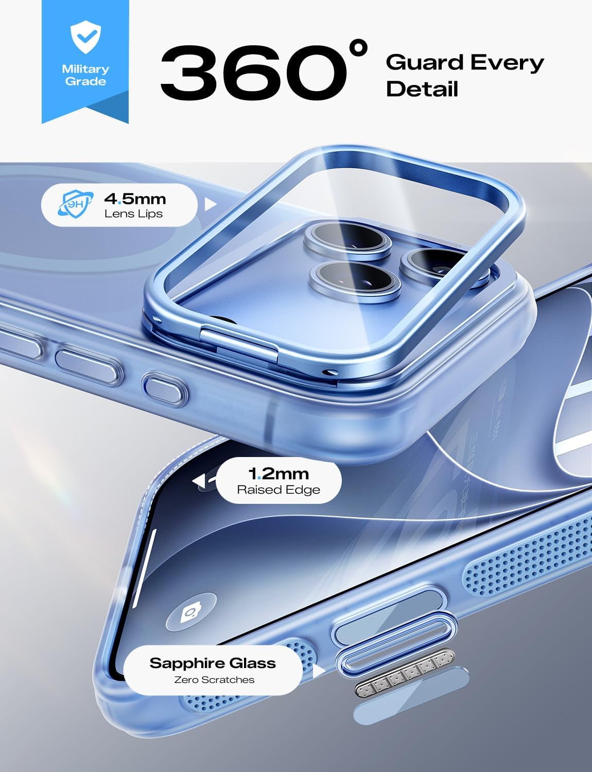  Camera Cover for iPhone 18 Pro Case with Stand, Glacier Blue thumbnail