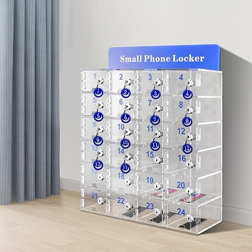 Miniatura 7 de Caja de bloqueo para teléfono celular, gabinete de almacenamiento acrílico montado en la pared, caja de almacenamiento con cerraduras de puerta y