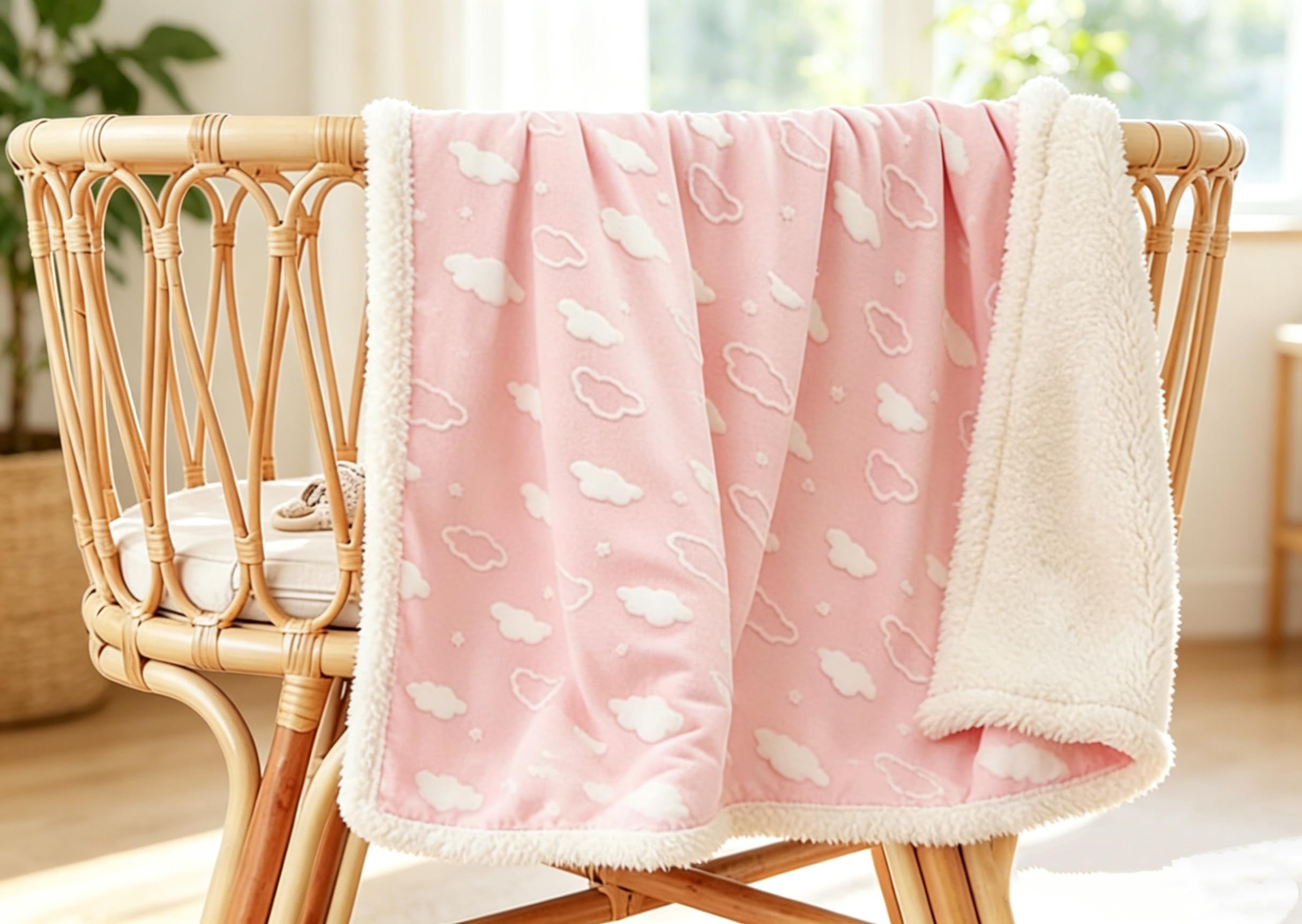 American Baby Company Heavenly - Manta de recepción de Chenilla Suave, Nube Rosa 3D, 30 x 35 Pulgadas, para niñas (Paquete de 1)