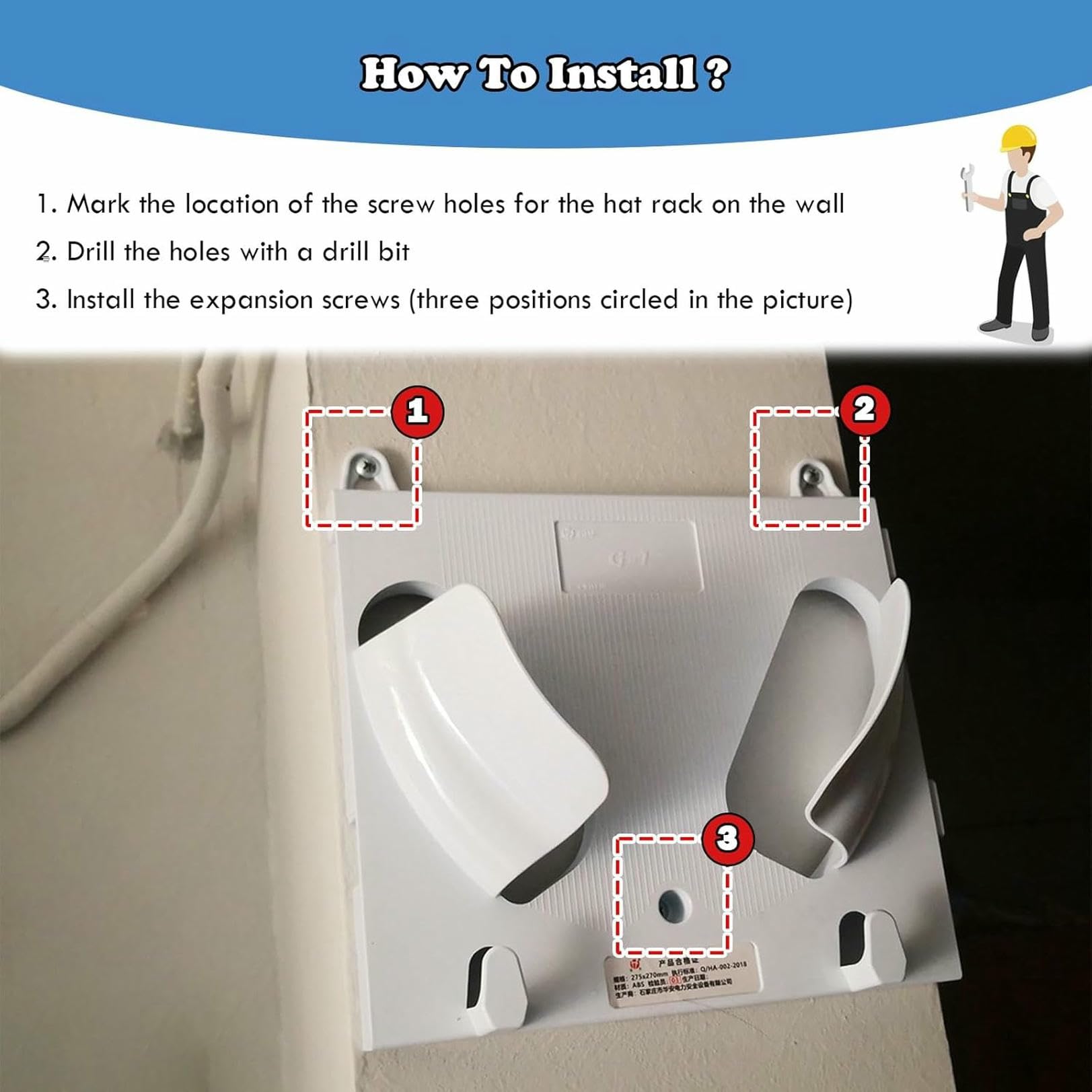 Organizador de Cascos (Paquete de 1/2/3/4/6/8), Soporte de Pared para Cascos de Seguridad, Ideal para Oficina, Taller, Garaje y Obra.