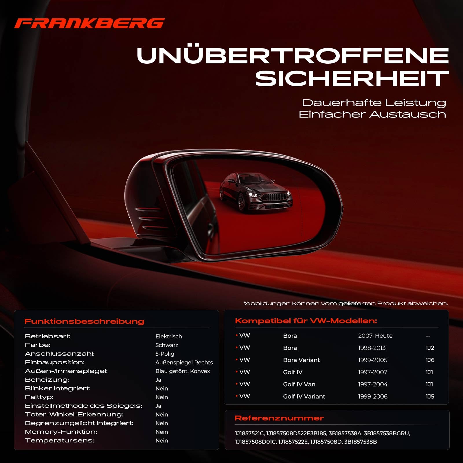 Frankberg Specchietto retrovisore destro elettrico 5 Poli 3B1857538BGRU