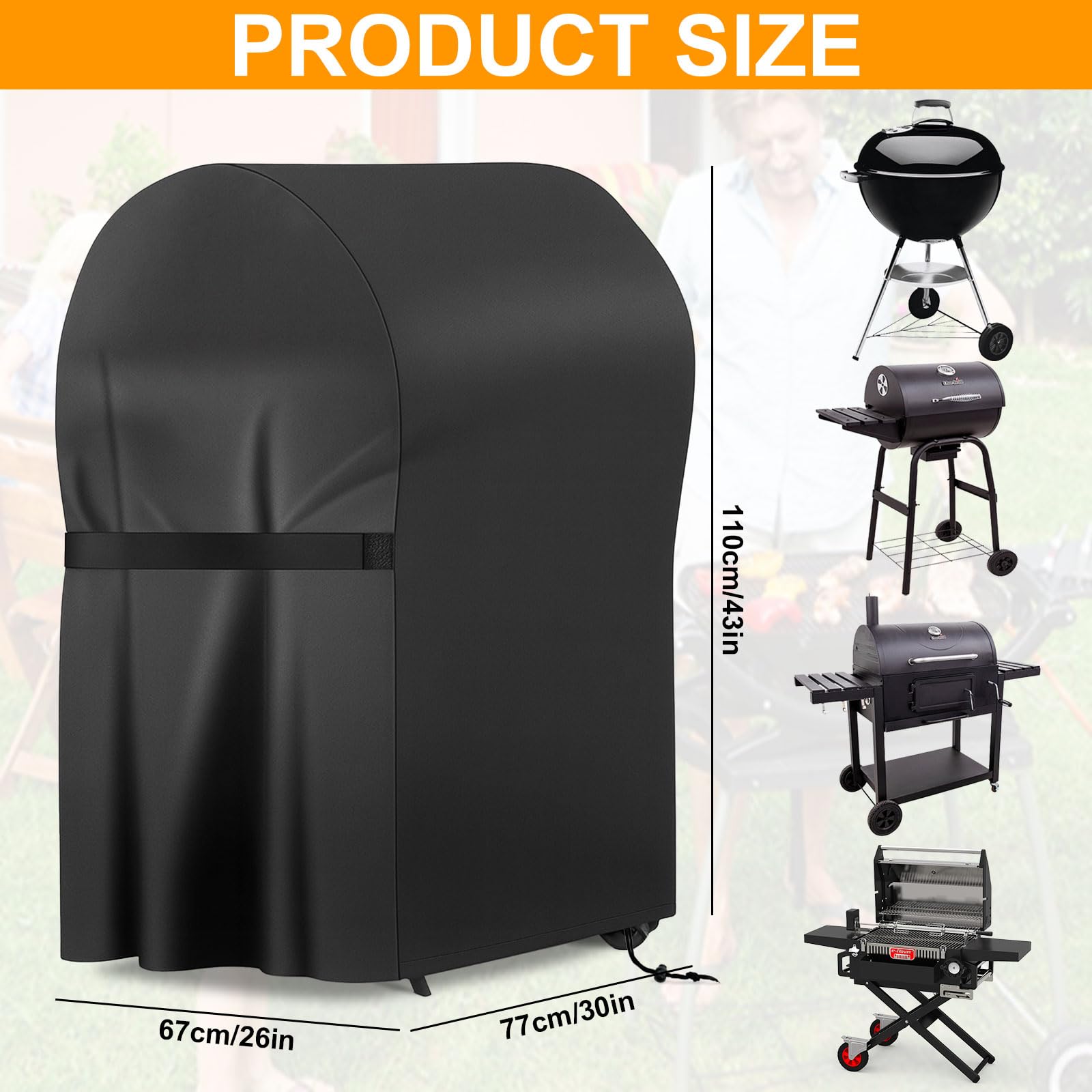 Pokrowiec na grill zewnętrzny 67 x 77 x 110 cm pokrowce na grilla, wodoodporne pokrowce na grilla na zewnątrz odporne na rozdarcia i promieniowanie UV plandeka ochronna do grilla