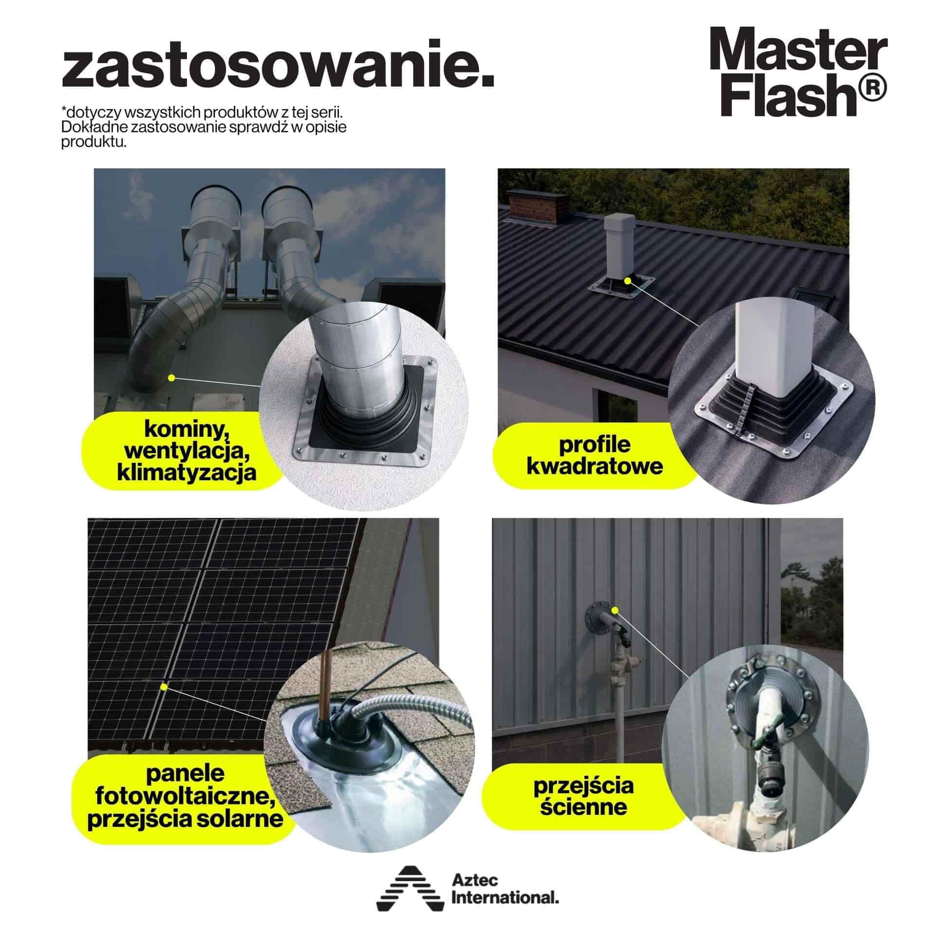 MASTER FLASH Multi 7 - Elastyczny kołnierz dachowy EPDM - Przejście dachowe - Uszczelnienie Odporne na warunki atmosferyczne - Uniwersalne zastosowanie - Wentylacja Komin, 140-292 mm