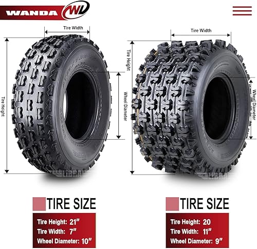 Miniatura 9 de WANDA Sport ATV Neumáticos 22x7-11 y 22x10-9 GNCC Racing Neumáticos compatibles con Honda Recon 250 Suzuki Ozark 250