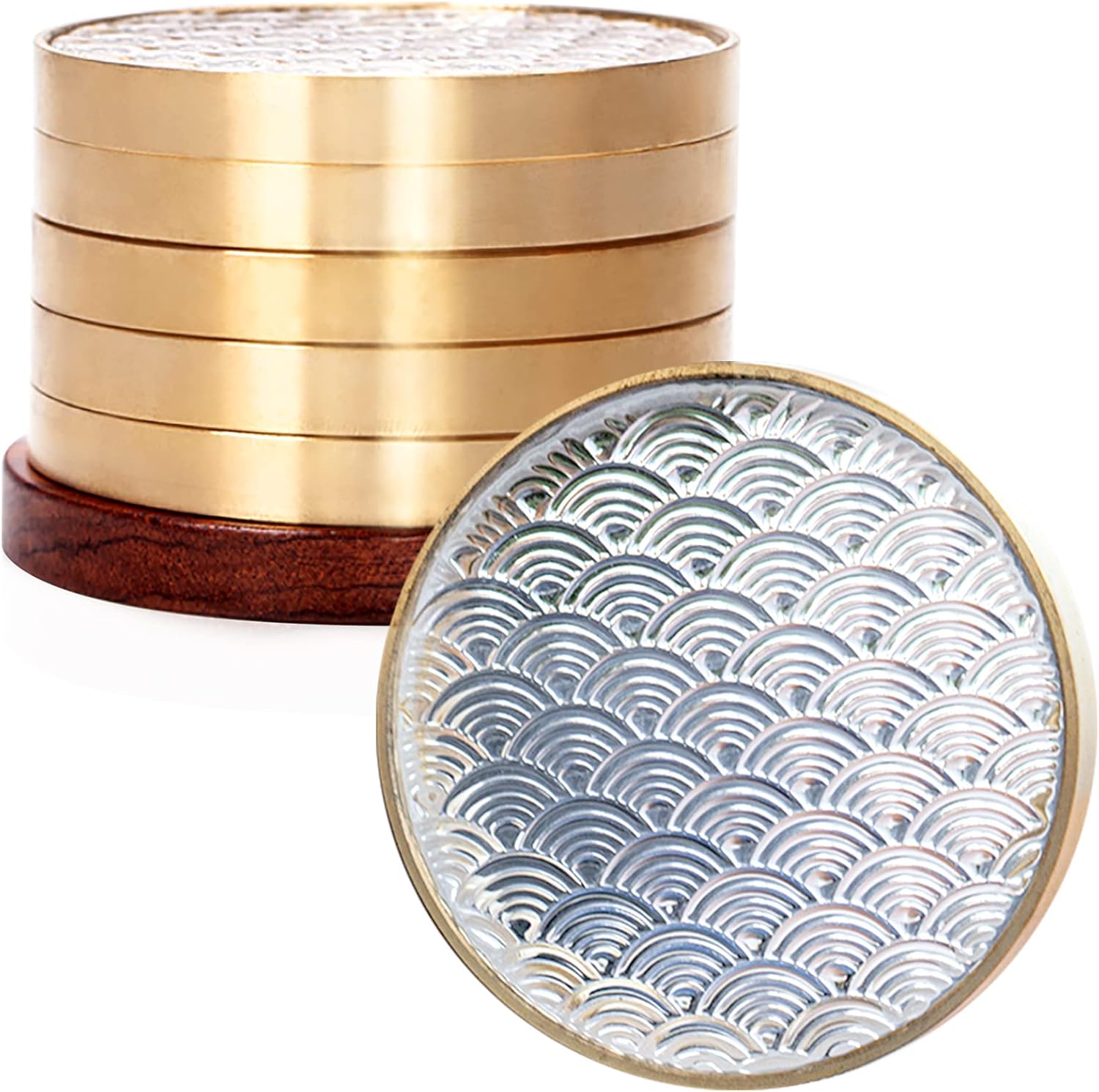 Amazon.com: Brass on Glass Coasters for Drinks (6-Pack) - Bronze Gold ...