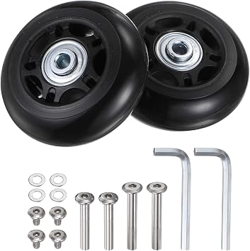 sourcing map Replacement Luggage Wheels 68x24mm Suitcase Wheel Repair Kits Include 2 PU Bearing Wheels & Washers, Wrenches & Axle Screw for Trolley Bag, Inline Skate and Caster Board