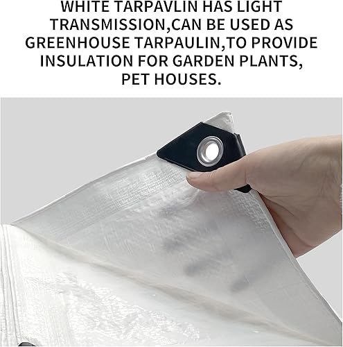 Miniatura 4 de TARPAL Lona blanca impermeable de 4 x 6 pulgadas (paquete de 2) lonas pequeñas multiusos, cubierta protectora de polietileno multiusos, para leña,