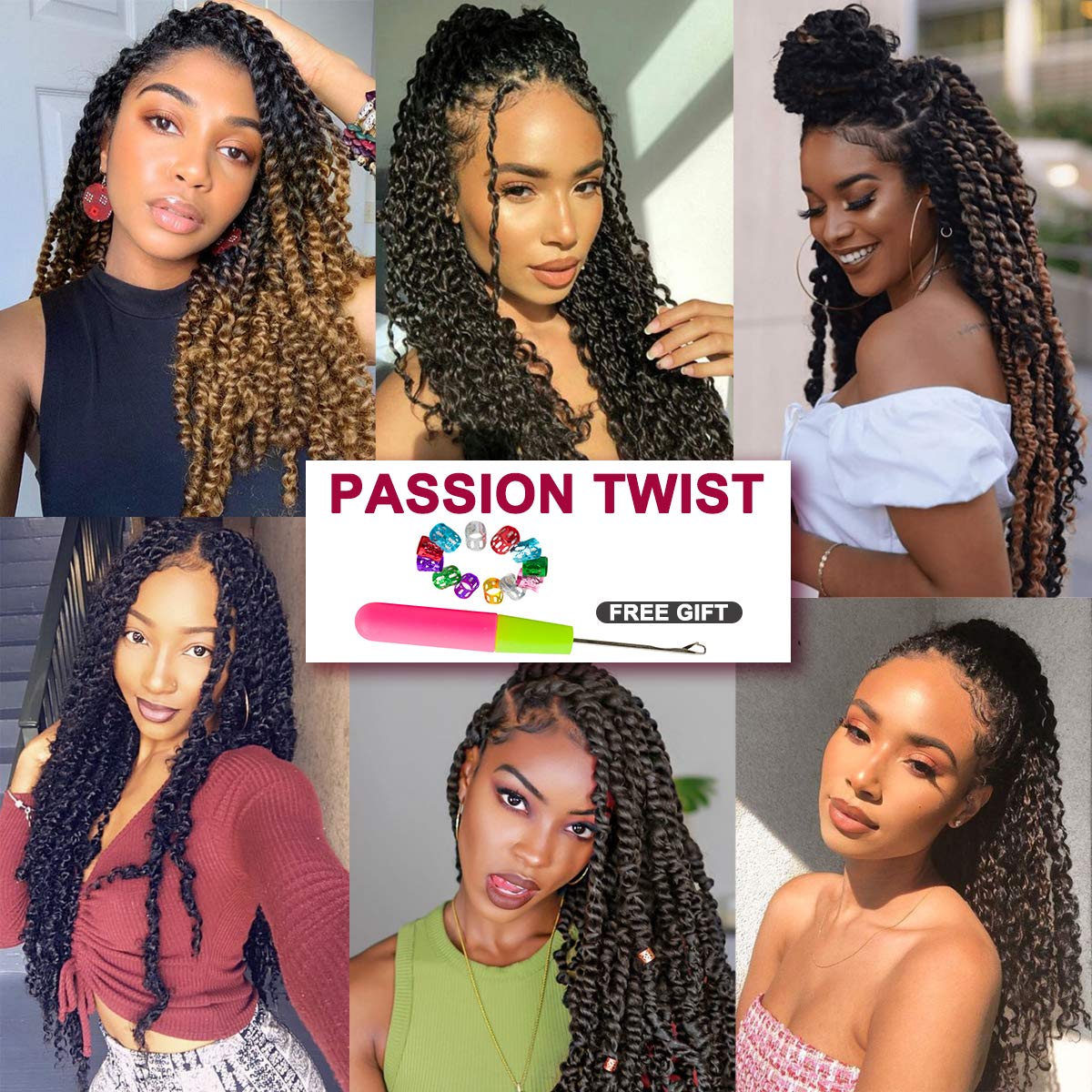 Buy Passion Twist Hair - 8 Packs 18 Inch Passion Twist Crochet Hair For  Black Women, Crochet Pretwisted Curly Hair Passion Twists Synthetic Braiding  Hair Extensions (18 Inch 8 Packs, T30) Online