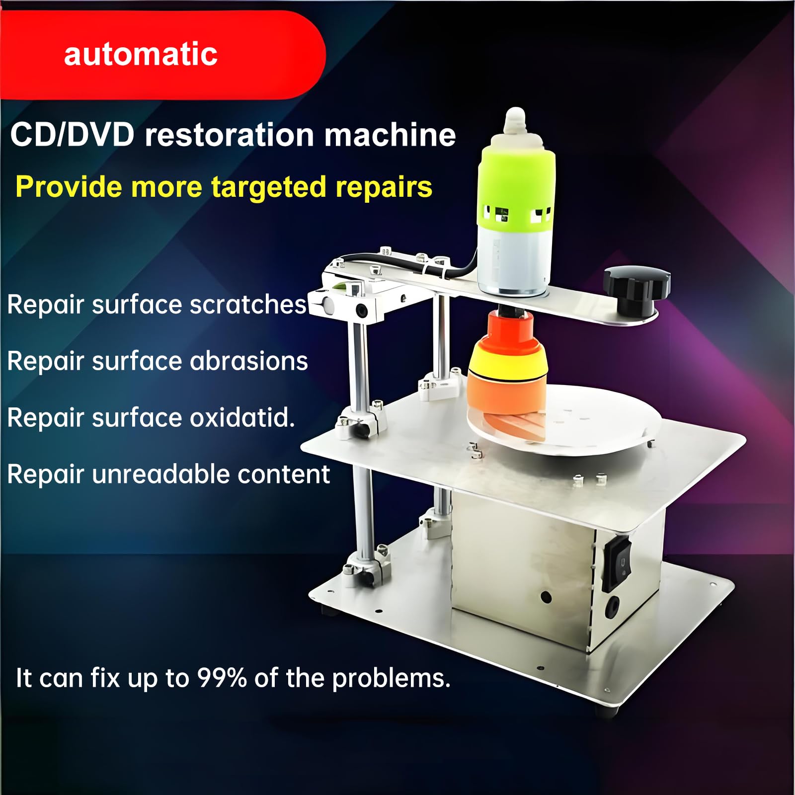 Lucidatrice automatica per dischi - Macchina per la pulizia di riparazione di DVD/CD, rimozione precisa di graffi e ossidazione, alto tasso di riparazione