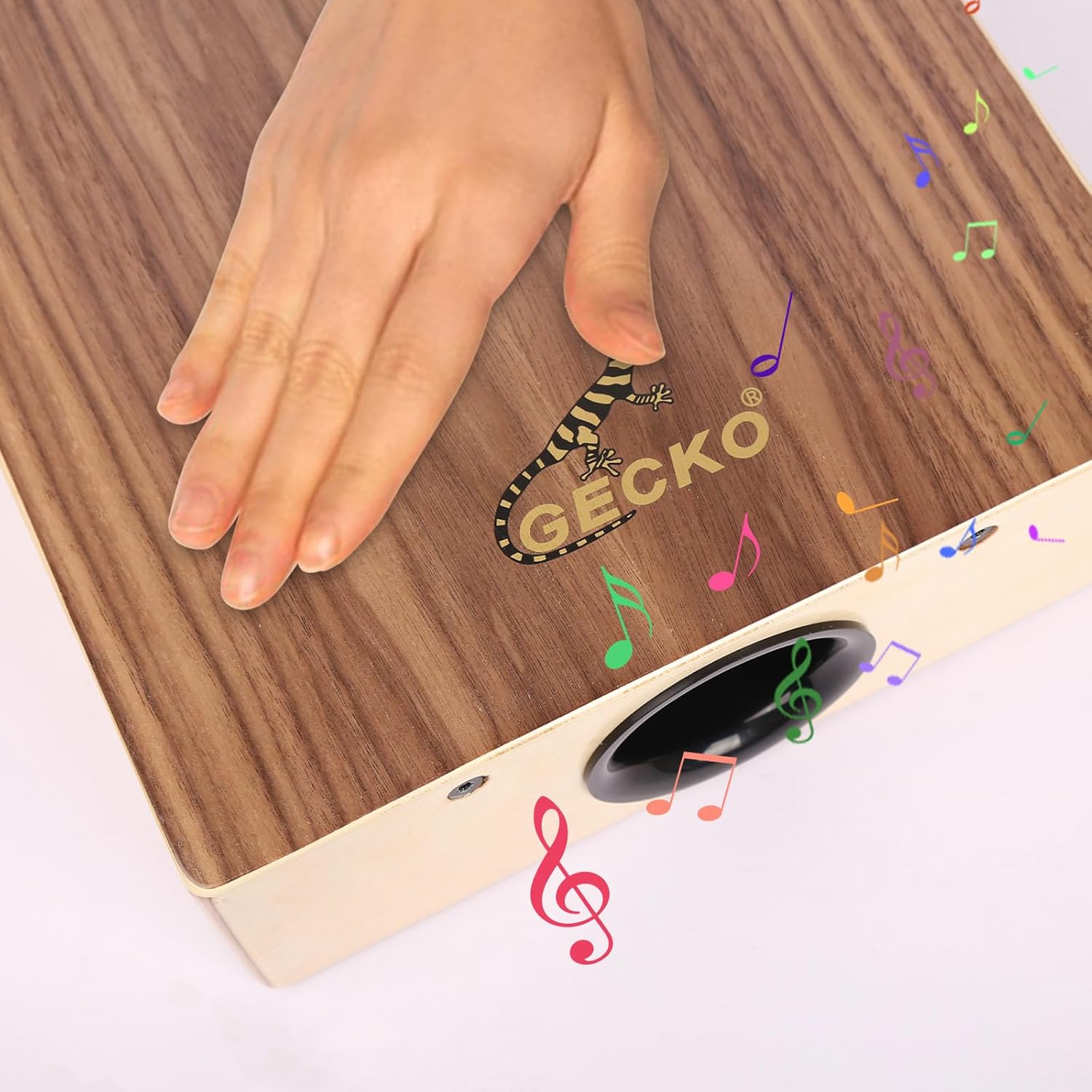 Cajon Wooden Drum Box, Portable Flat Hand Drum with Adjustable Strap, Walnut and Birch Wood - Unique Sound Effects, Two - Sided Percussion Instrument for Traveling and Beginners