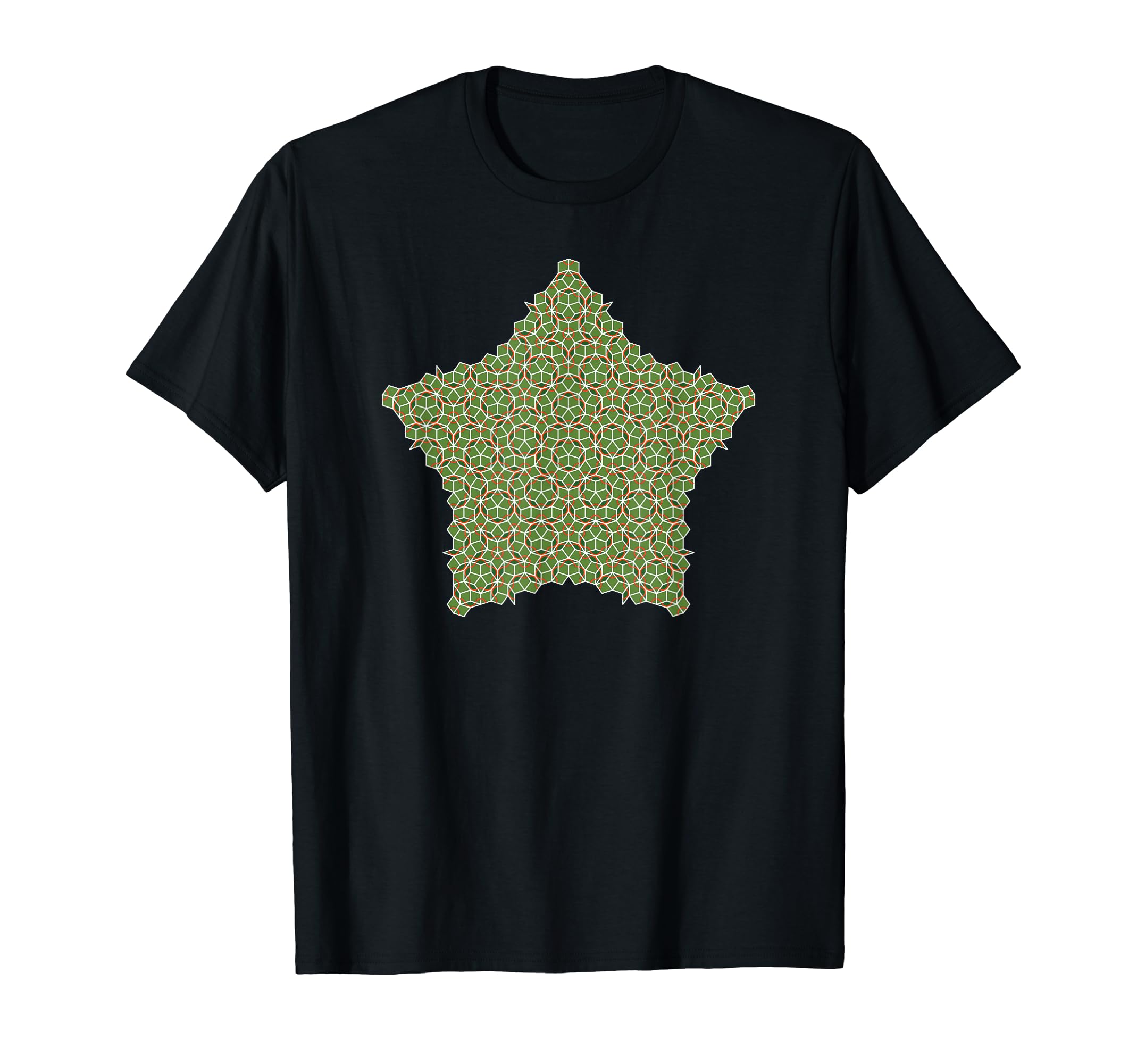 Penrose Tile Star Green T-Shirt, Black