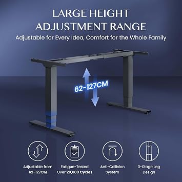 FLEXISPOT Standing Desk Frame Dual Motors 3 Stage, 160KG Heavy Duty