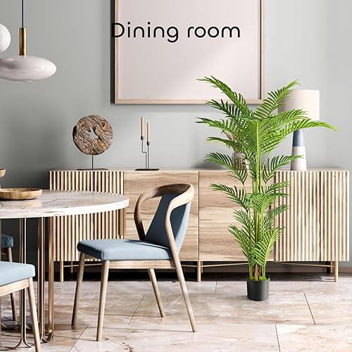 Miniatura 7 de GROWNEER Palmera artificial de 4.6 pies, planta de palmera areca para decoración de interiores y exteriores, palmera sintética perfecta para