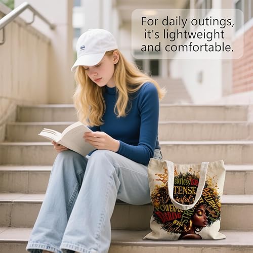 Miniatura 6 de Bolsa de lona estética para mujer, con cierre magnético a presión y bolsillo interior con cremallera, bolsa reutilizable Chica