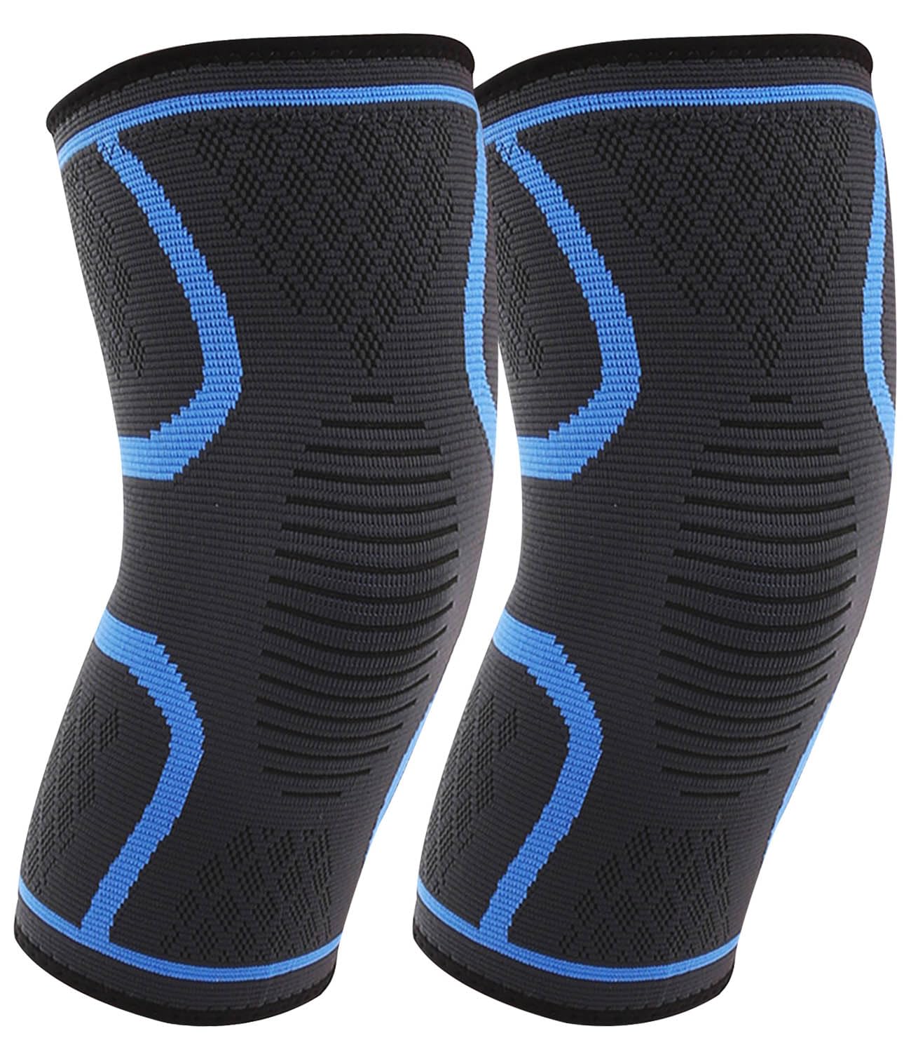 Kecartu 2 Pack Knee Brace, Knee Compression Sleeve for Men & Women, Knee Support Braces for Running, Basketball, Gym, Meniscus Tear,Arthritis, Knee Pain Relief & Injury Recovery, Dark Blue, L