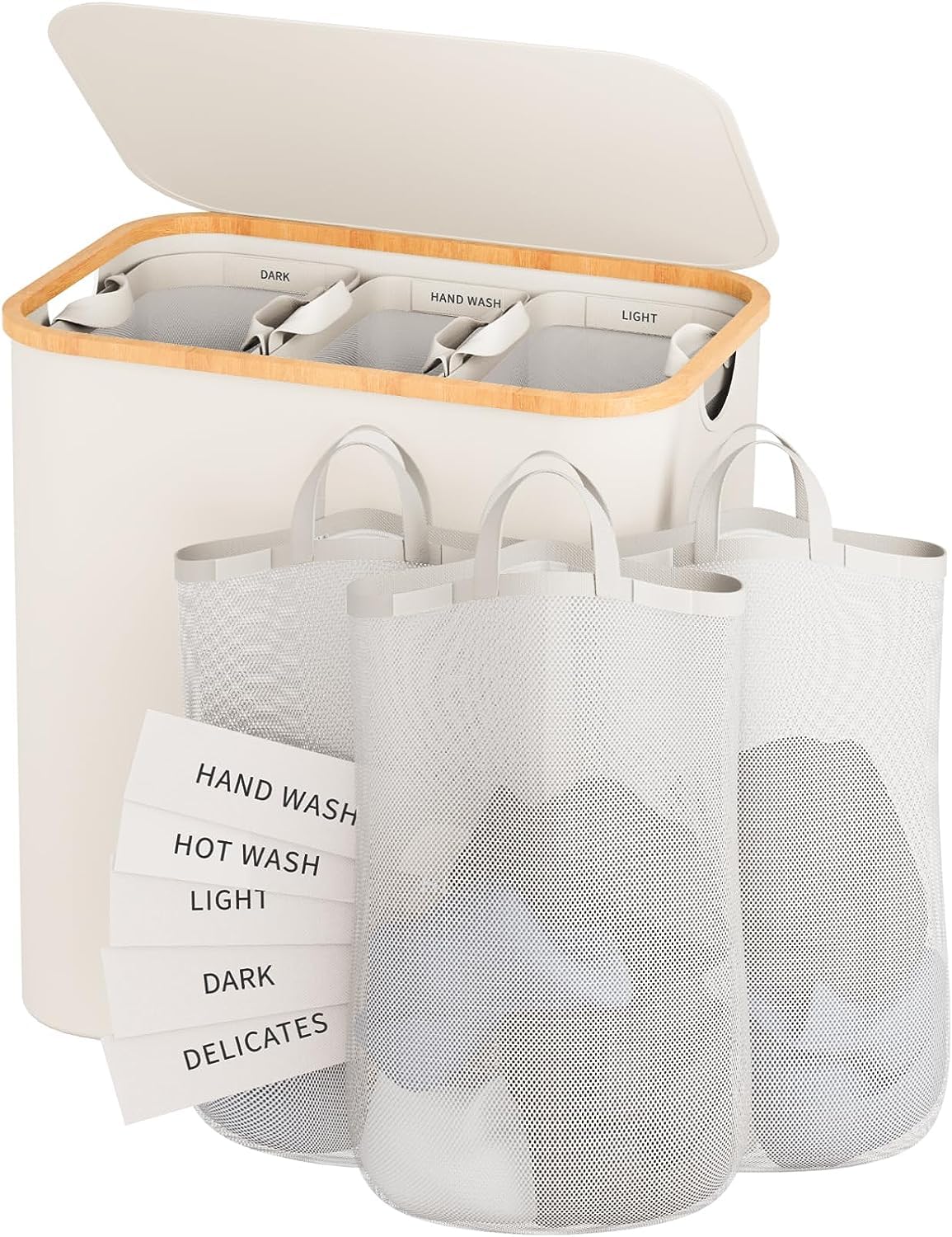 Laundry Hamper with Lid 160L Dirty Clothes Hamper for Laundry Basket 3 Section Extra Large Laundry Sorter Hamper