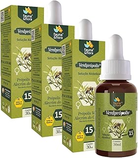 Extrato Própolis Puro Kit com 3 Verde Alecrim 15% Imunidade Vitamina Aquoso 30 ml Natural