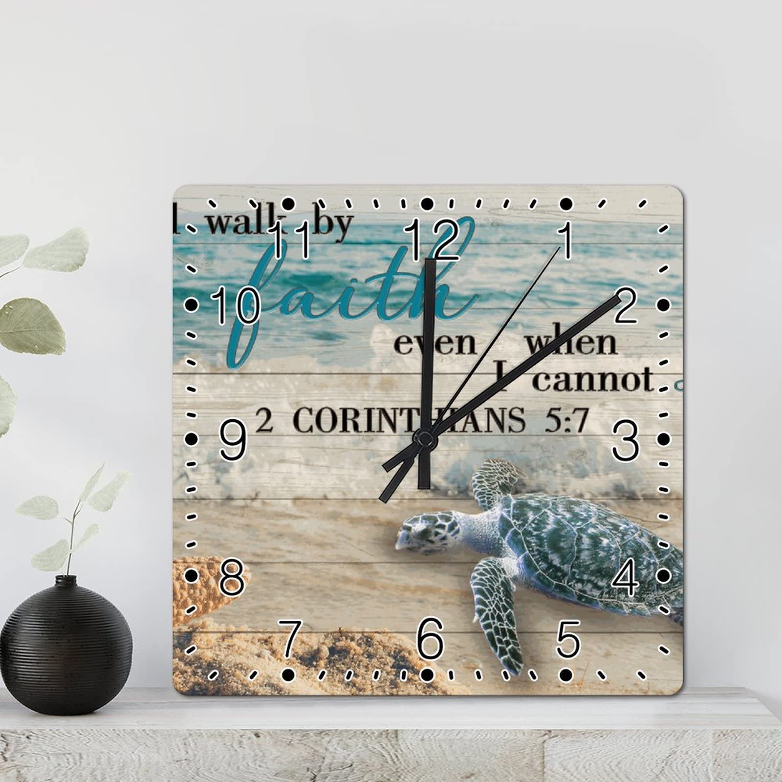Horloge murale rustique tortue de mer pour une déco de cuisine vintage et zen