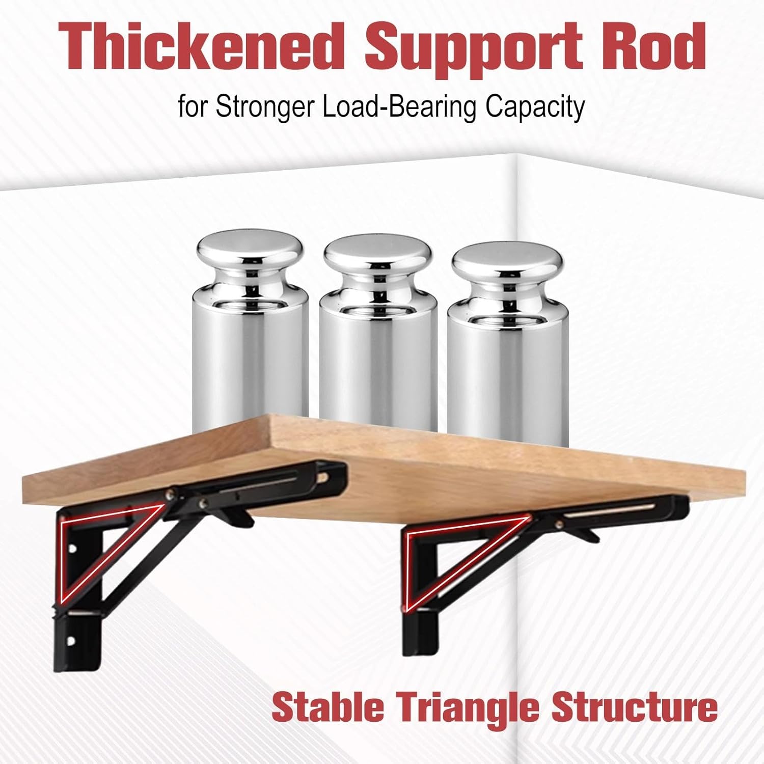 6Inch 2Pack Folding Shelf Brackets with Screws Collapsible Shelf Bracket Heavy Duty Shelf Bracket for Bench Table, Shelf Hinge Wall Mounted Space Saving DIY Bracket,Black