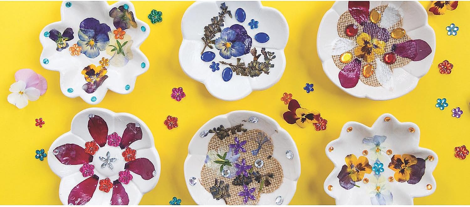 Fun Express Ceramics to Paint Mini Flower Bowls 12 Pack - Ceramic Painting Kit for Kids & Adults | Paintable Bisque Pottery Set with 3 Floral Designs | DIY Arts and Crafts Activity for Home & School
