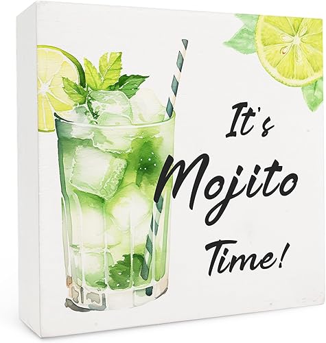 Miniatura 16 de Letrero de Caja de Madera de Martini, 5x5 Pulgadas, Extra Dirty Please, Decoración de Cóctel, Decoración de Carrito de Bar Casero, Estante de Mesa