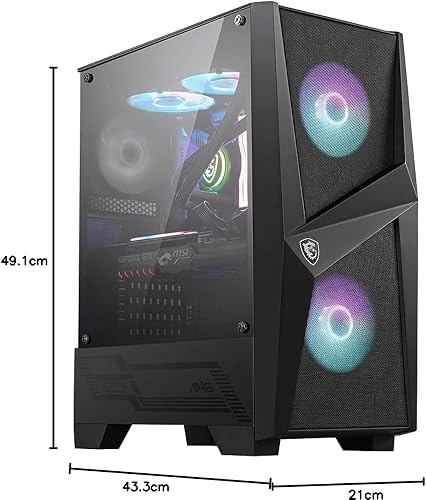 MSI MAG Forge 100R Case ATX, 2 ventole ARGB + controller (Mystic Light), supporta radiatori fino a 240mm, vetro temperato 4mm, filtro antipolvere, airflow ottimizzato, 2x USB 3.2 Gen1 - 10