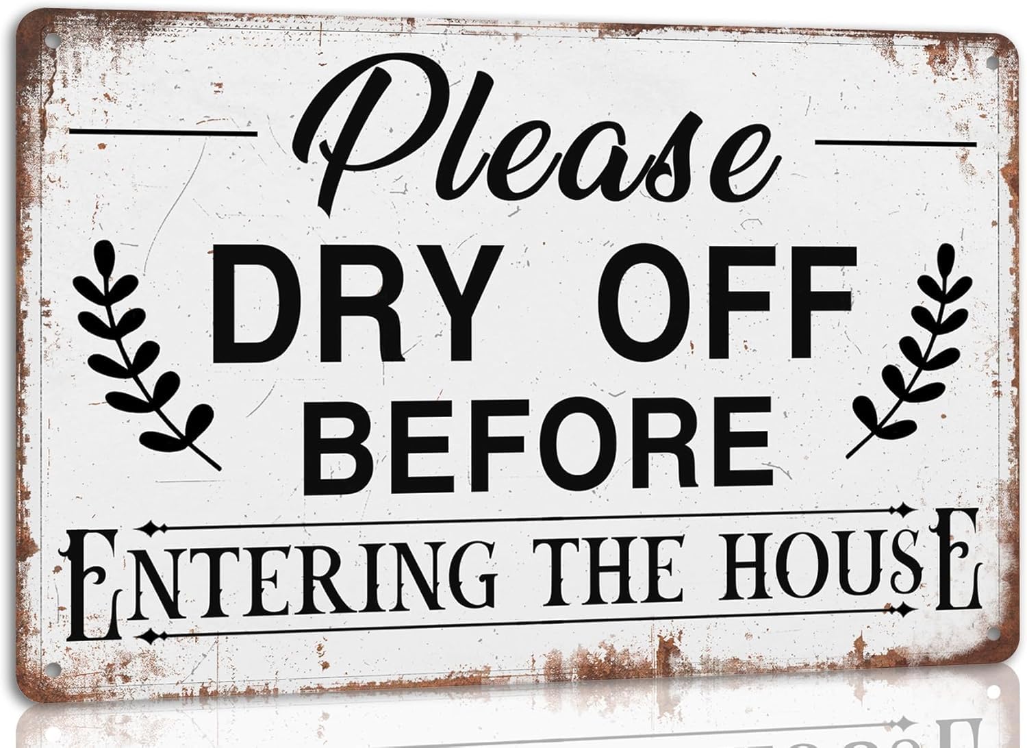 SMAZDFXX Please Dry off Before Entering the House Metal Tin Sign Swimming Pool Rules Warning Signs Plaque Art Farmhouse Door Yard Wall Decor Indoor Outdoor Use 8"x12"