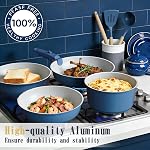 Umite Chef Pots and Pans Set Non Stick, 21 pcs Ceramic Cookware Set with Detachable Handles, Healthy Induction Cookware Oven Safe RV Kitchen Cooking Set with Utensils, PFAS PFOA & PTFE Free, Navy