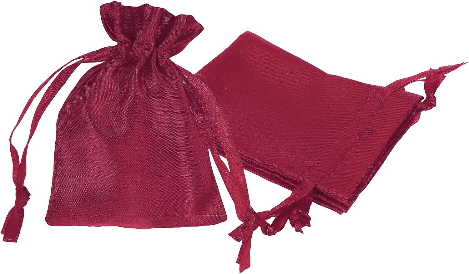 PATIKIL Satin Drawstring Favor Bags, (3.5" x 3", Burgundy) (3Pcs), Satin Gift Bags Gift Pouches with Drawstrings, Suit for - Wedding/Festival/Birthday/Celebration