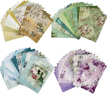 88 Sheets Scrapbooking Supplies- Relief Cowhide Texture Scrap Book Paper - 4 Pack Paper Crafts Supplies for Planner Junk Journal Mixed Media Collage Card Embellishments 3.9x5.5 Inch