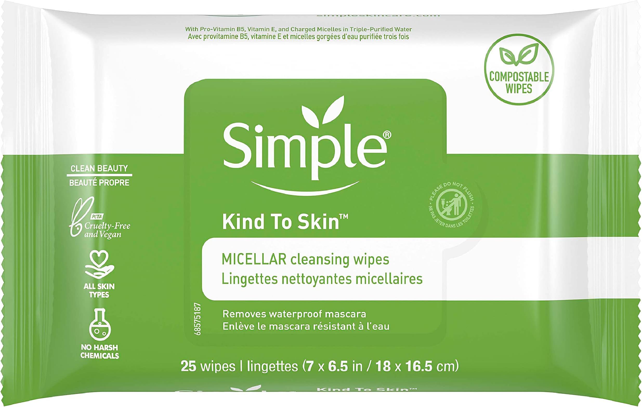 Kind to Skin Facial Care Micellar Wipes 25 ct