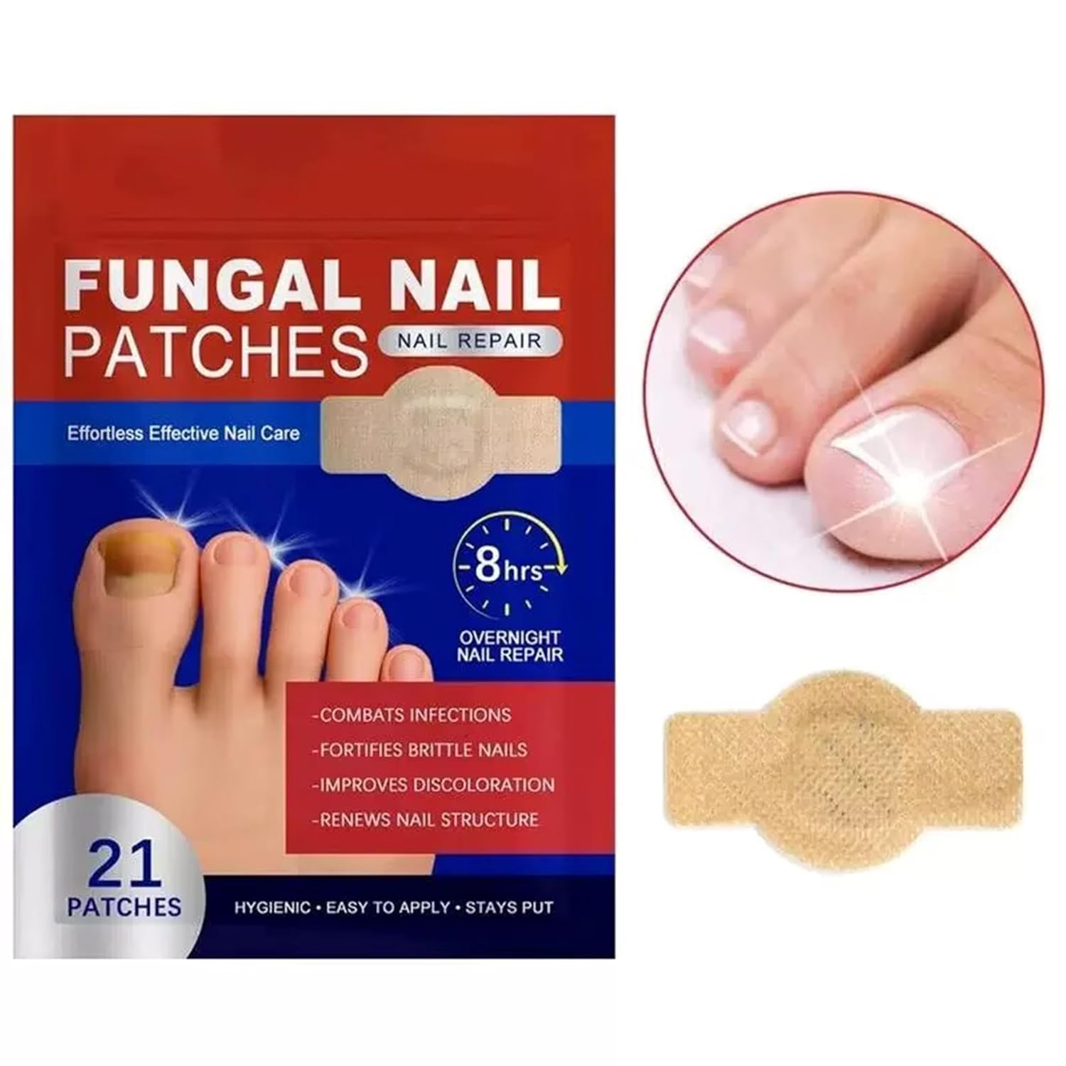 Toenail Fungus Patches 21 Pcs + Liquid Solution 30 Fl Oz 8-Hour Overnight Repair safely and gently Treatment Toenail,Fast Acting Hydrogel Nail Care-Strengthens & Improves Discoloration and Brightness