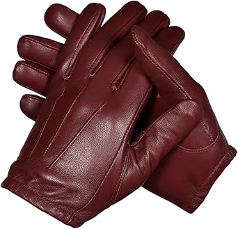 Mens Thin Unlined Burgundy Police, Pilot, Search Soft Leather Gloves