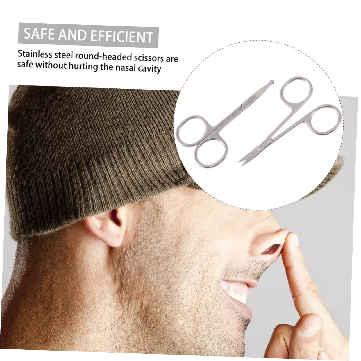 minkissy 12pezzi Forbici Per Barba e Ritocco Naso Acciaio Inossidabile Include Forbici Punta e Rotonde Custodia Pelle Bianca e Piccolo Pettine Kit Professionale Per Toelettatura Uomo