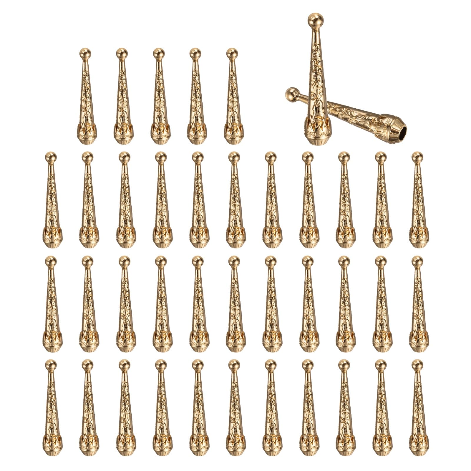 PATIKIL Bolo Tie Tips, 40Pcs 2 Inch Long Alloy Bolo Tie Supplies Replacement Cord End Caps 5 mm Diameter for DIY Crafts Clothes Decor, Light Gold