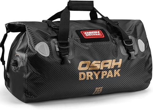 Vista 16 de Waterproof Duffel Bag - Motorcycle Dry Bag Tail Bag with Large Storage Space, Waterproof Luggage Duffle Bags with Outer Mesh Zipper Pocket for Negro