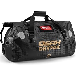 OSAH DRYPAK Waterproof Duffel Bag - Motorcycle Dry Bag Tail Bag with Large Storage Space, Waterproof Luggage Duffle Bags with Outer Mesh Zipper Pocket for Camping, Kayaking, Fishing & Traveling