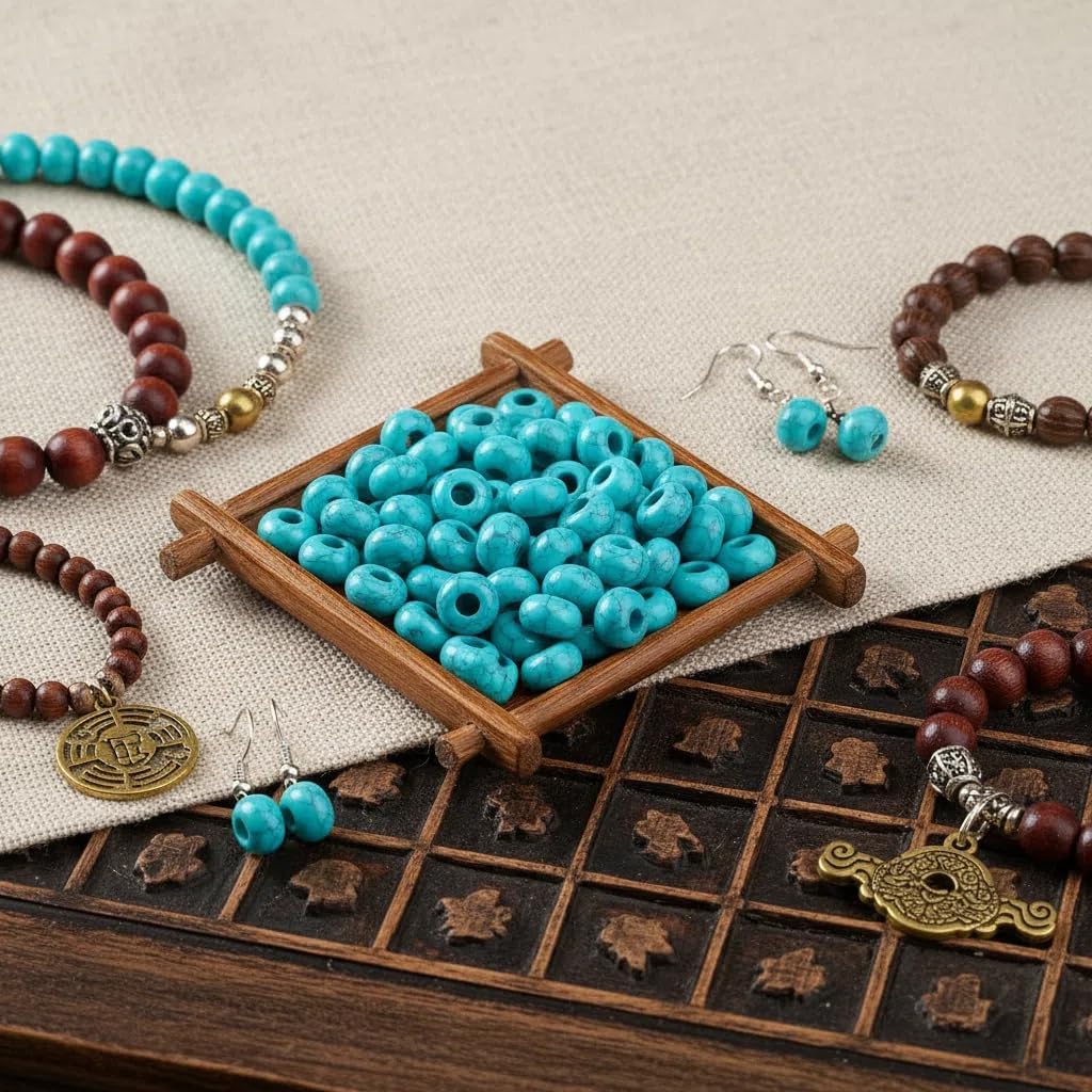 Turquoise Large Hole Beads for Jewelry Making-100pcs 14mm European Rondelle Spacer Beads,Big Hole Craft for Bracelets - Image 5