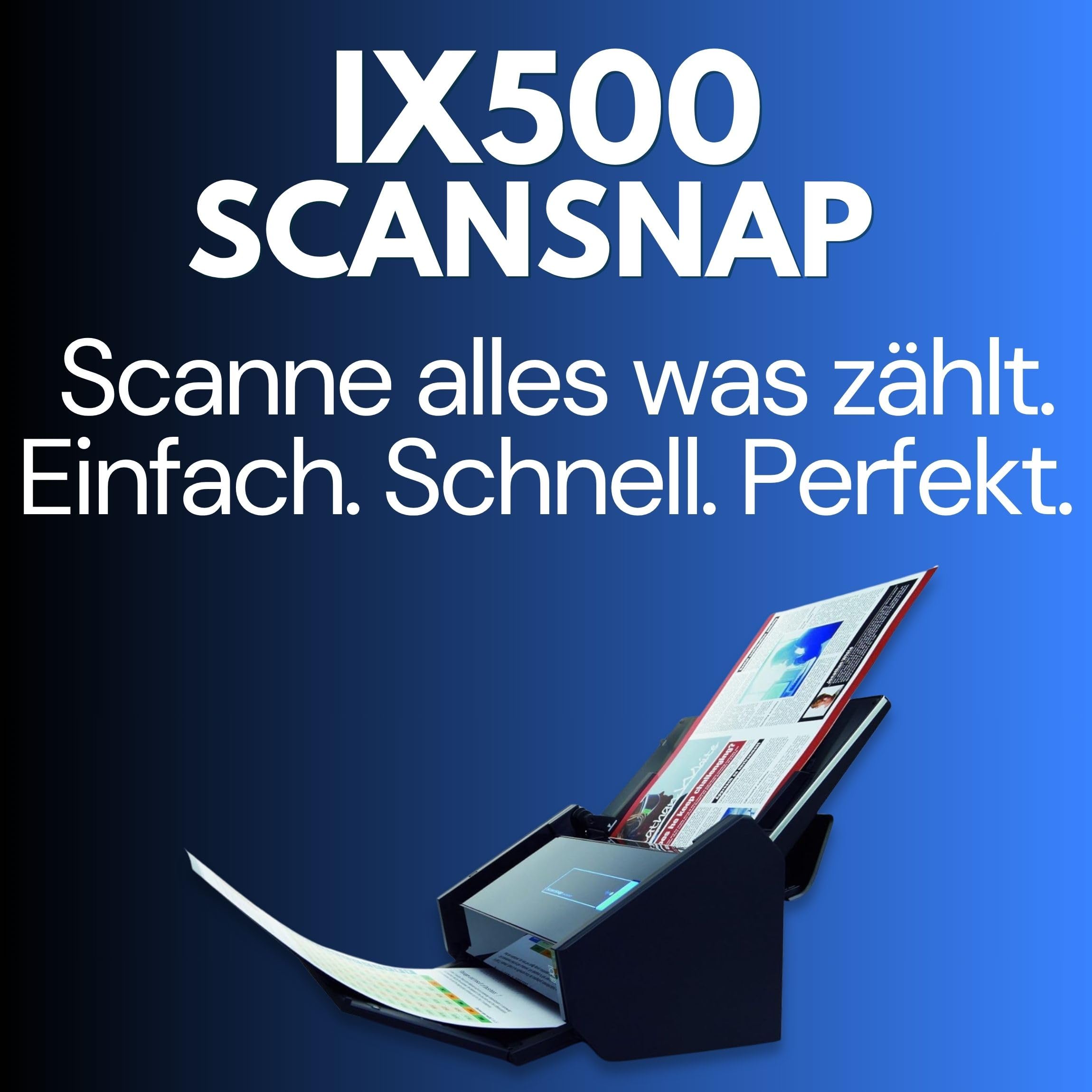Gedikum Fujitsu IX500 ScanSnap – Scanner USB Haute Vitesse Compatible Cloud pour Documents, Photos et reçus pour Mac et PC – Garantie 1 an – ADF avec numérisation Recto-Verso
