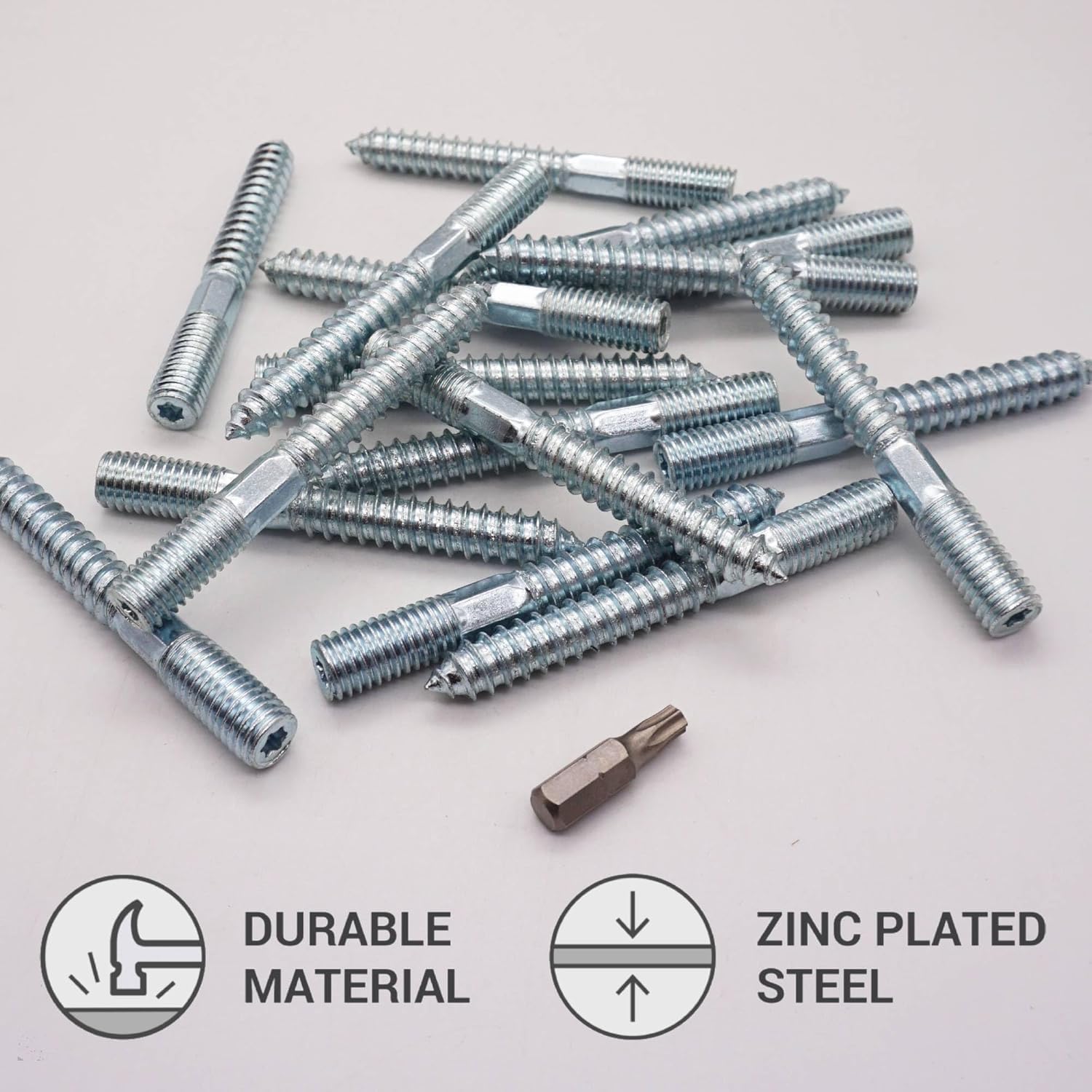 (Pack of 30) Hanger Bolts 3/8" x 3-5/32" (M10 x 80 mm), Double Ended Threaded Screws