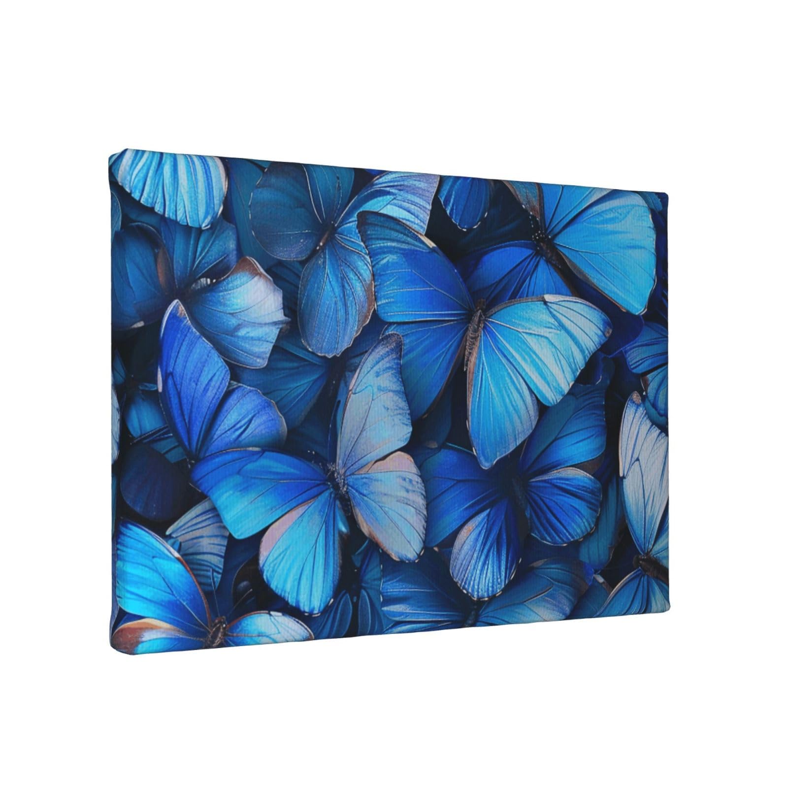 YKLJG Many Blue butterfly Printed Wall Art Canvas Painting 30x20 CM Wooden Framed Picture Painting Artwork Prints for Bedroom Kitchen Home Office Decor