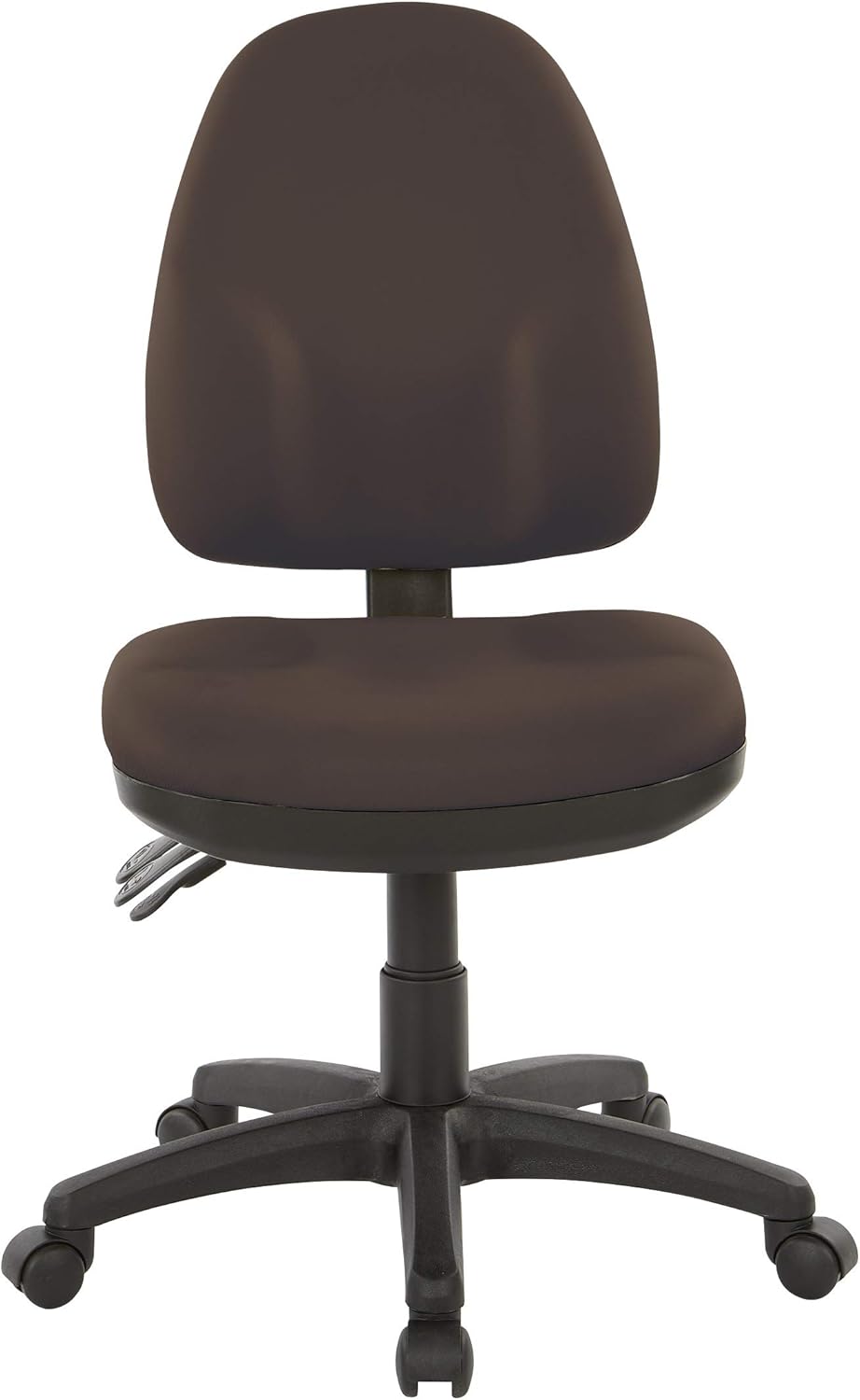 Office Star Ergonomic Dual Function Office Task Chair with Adjustable Padded Back and Built-in Lumbar Support, Armless, Dillon Java Fabric