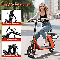 Vista 58 de SEHOMY Folding Electric Scooter with Seat for Adults, 15.5MPH, 20-Mile Range, 36V Battery, 12" Pneumatic Tire, Portable 450W Electric Scooters