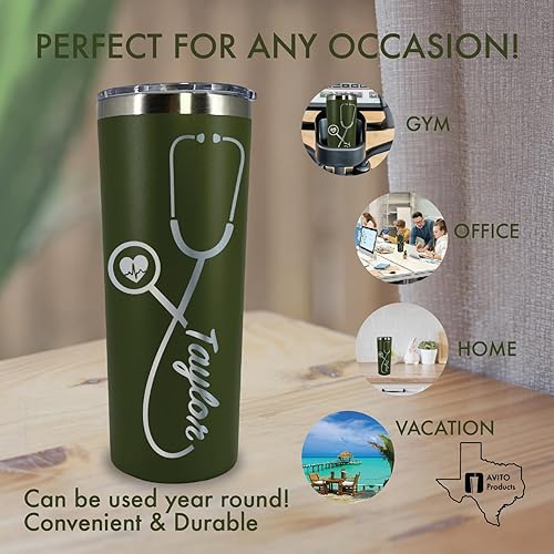 Miniatura 3 de AVITO Regalo de enfermera personalizado de 22 onzas, vaso de enfermera grabado con láser con estetoscopio, vaso de médico, regalo de médico,
