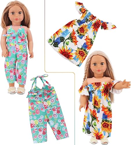 Miniatura 4 de Ecore Fun 10 juegos de ropa de muñeca americana de 18 pulgadas, 18 piezas de ropa de muñeca, trajes de baño, trajes de baño, medias para muñecas de