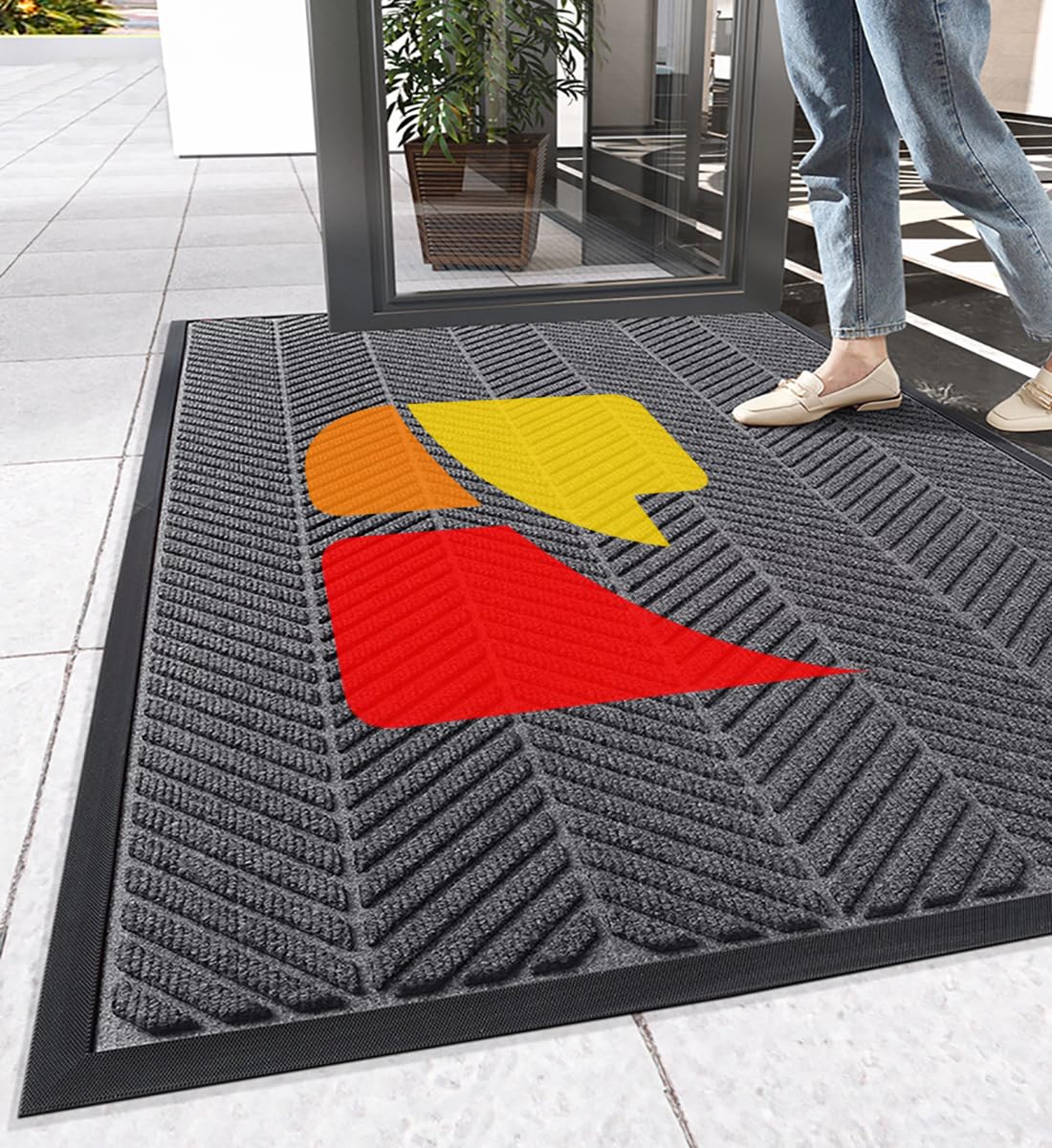 Tapis Personnalisé Entrée Paillasson Intérieur ou Extérieur Personnalisable Famille avec Logo et Texte Antidérapant et Absorbant pour Maison, Porte de Bienvenue (90×60 cm)