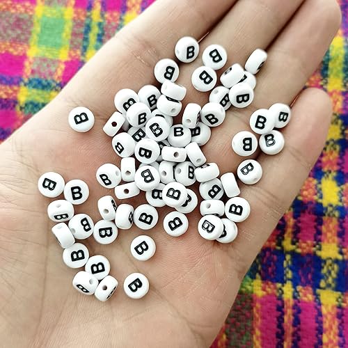 Miniatura 7 de Amaney - 100 cuentas de letras C de 0.276 x 0.157 in, color blanco, redondo, acrílico, negro, alfabeto, para hacer pulseras y joyas