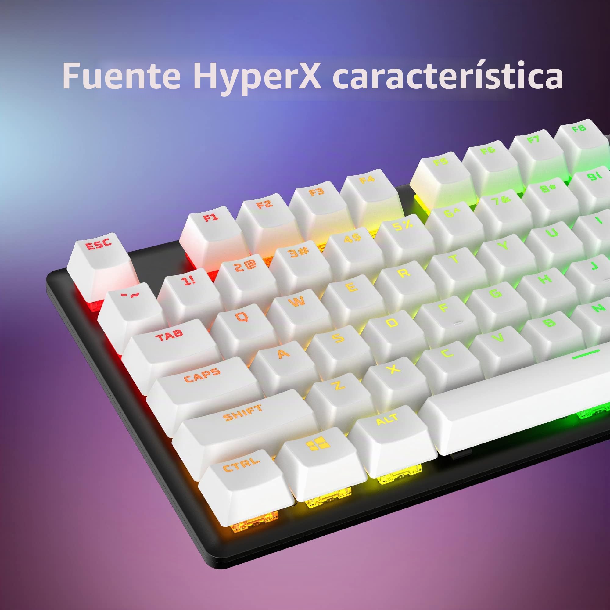 HyperX Teclas PBT, Conjunto completo de teclas, material PBT de doble disparo, diseño en inglés (EE. UU.), 104Teclas, Negro