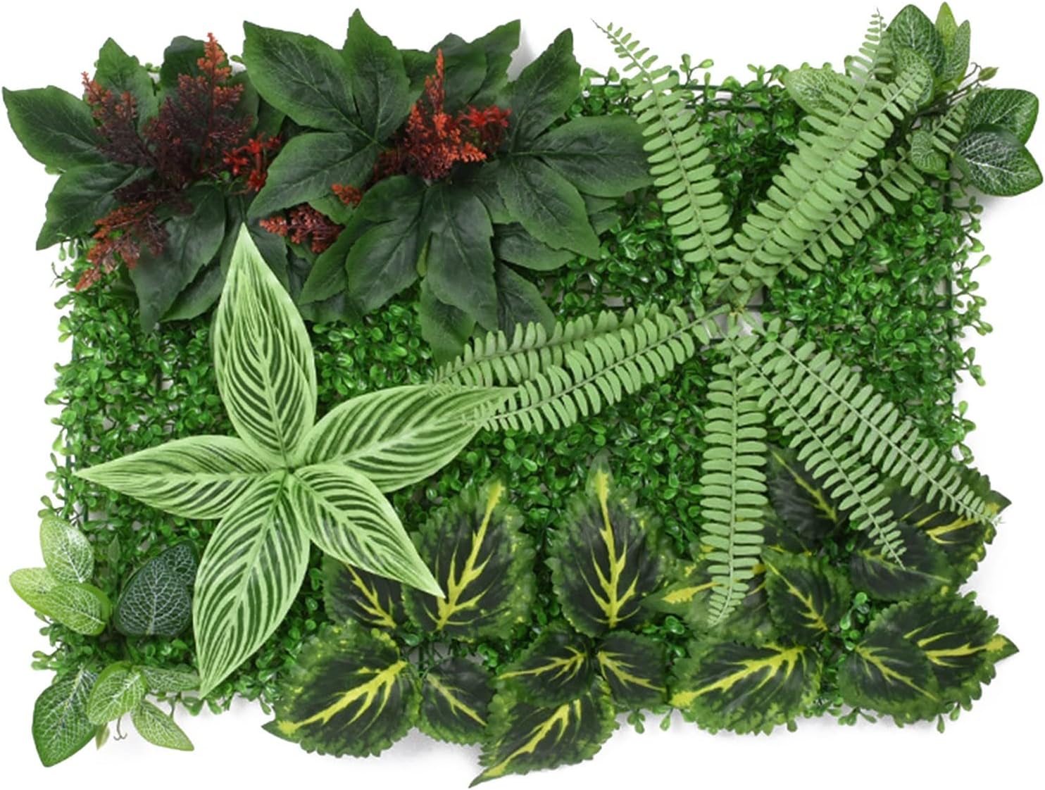 Lecerrot Realistische kunstmatige groene plantenpanelen, tuininkijkbescherming, decoratieve omheining, kunstplanten, gazonwand, wandbegroening, balkon, tuinhek, ook geschikt voor binnenmuren